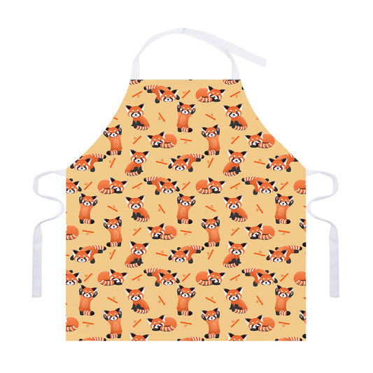 Cute Red Panda And Bamboo Pattern Print Adjustable Apron