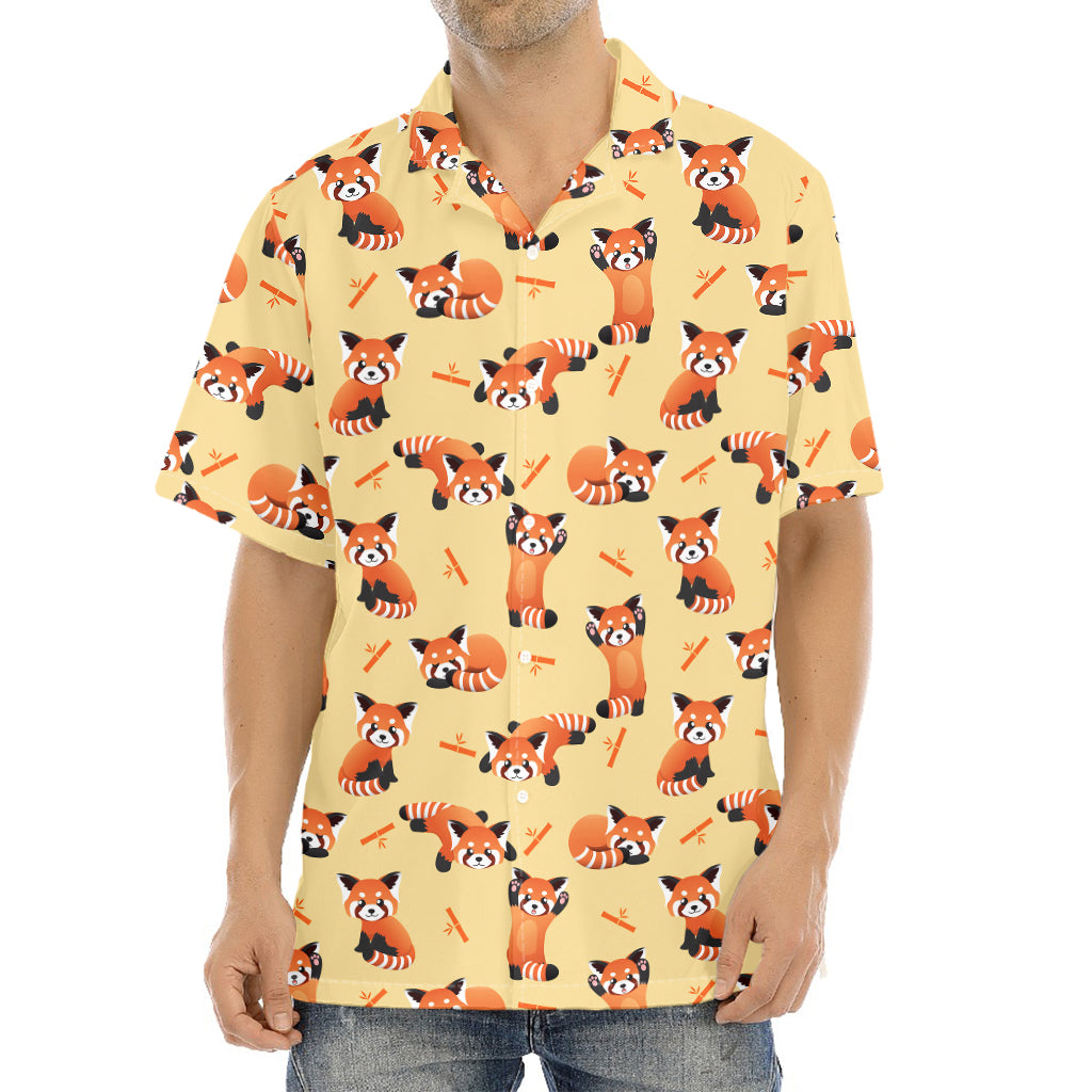 Cute Red Panda And Bamboo Pattern Print Aloha Shirt