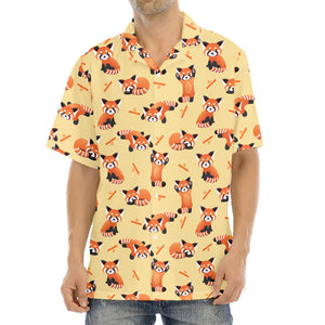 Cute Red Panda And Bamboo Pattern Print Aloha Shirt