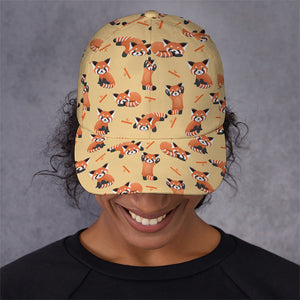 Cute Red Panda And Bamboo Pattern Print Baseball Cap