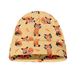 Cute Red Panda And Bamboo Pattern Print Beanie