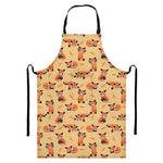 Cute Red Panda And Bamboo Pattern Print Bib Apron With Pocket