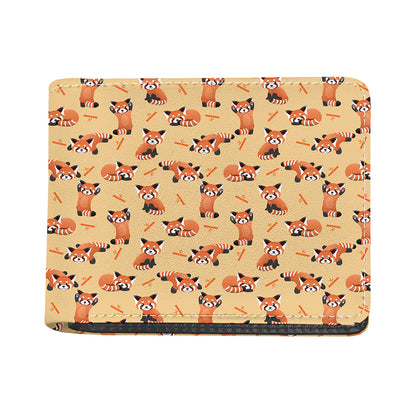 Cute Red Panda And Bamboo Pattern Print Bifold Wallet