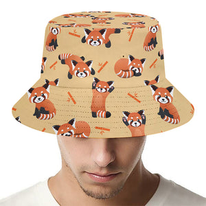 Cute Red Panda And Bamboo Pattern Print Bucket Hat