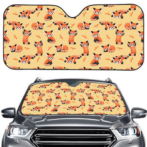 Cute Red Panda And Bamboo Pattern Print Car Windshield Sun Shade