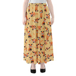 Cute Red Panda And Bamboo Pattern Print Chiffon Maxi Skirt