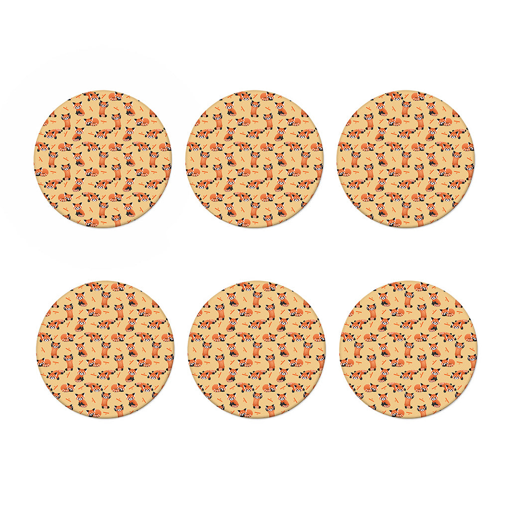 Cute Red Panda And Bamboo Pattern Print Coaster Set