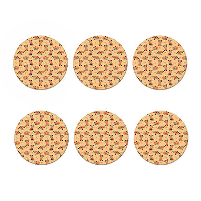 Cute Red Panda And Bamboo Pattern Print Coaster Set