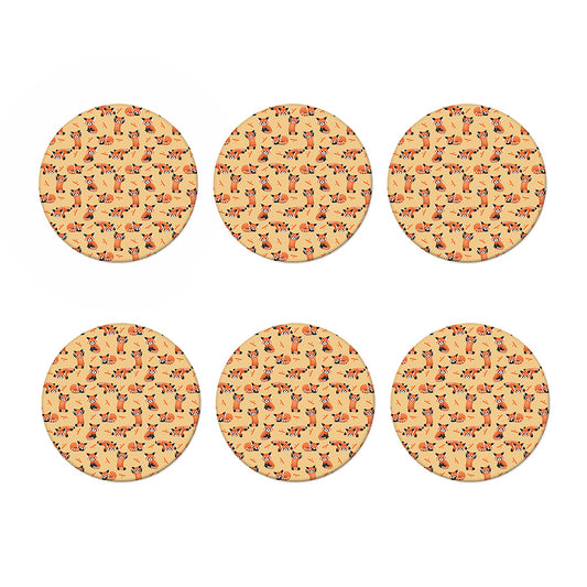 Cute Red Panda And Bamboo Pattern Print Coaster Set