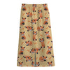 Cute Red Panda And Bamboo Pattern Print Cotton Front Slit Maxi Skirt