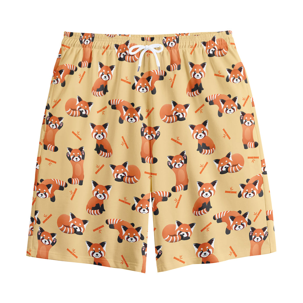 Cute Red Panda And Bamboo Pattern Print Cotton Shorts