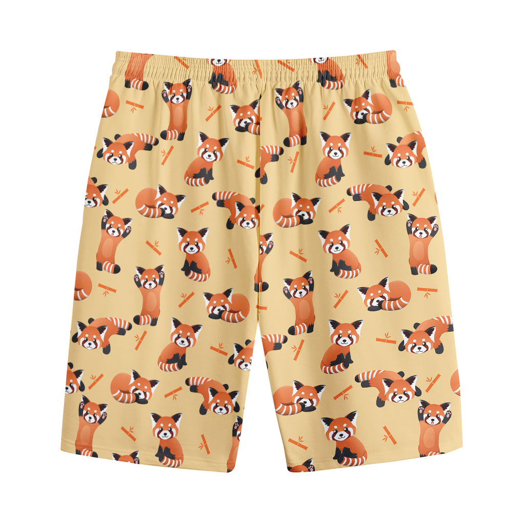 Cute Red Panda And Bamboo Pattern Print Cotton Shorts