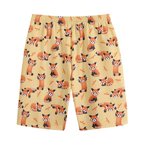 Cute Red Panda And Bamboo Pattern Print Cotton Shorts