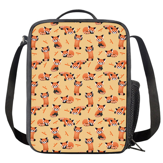 Cute Red Panda And Bamboo Pattern Print Crossbody Lunch Bag