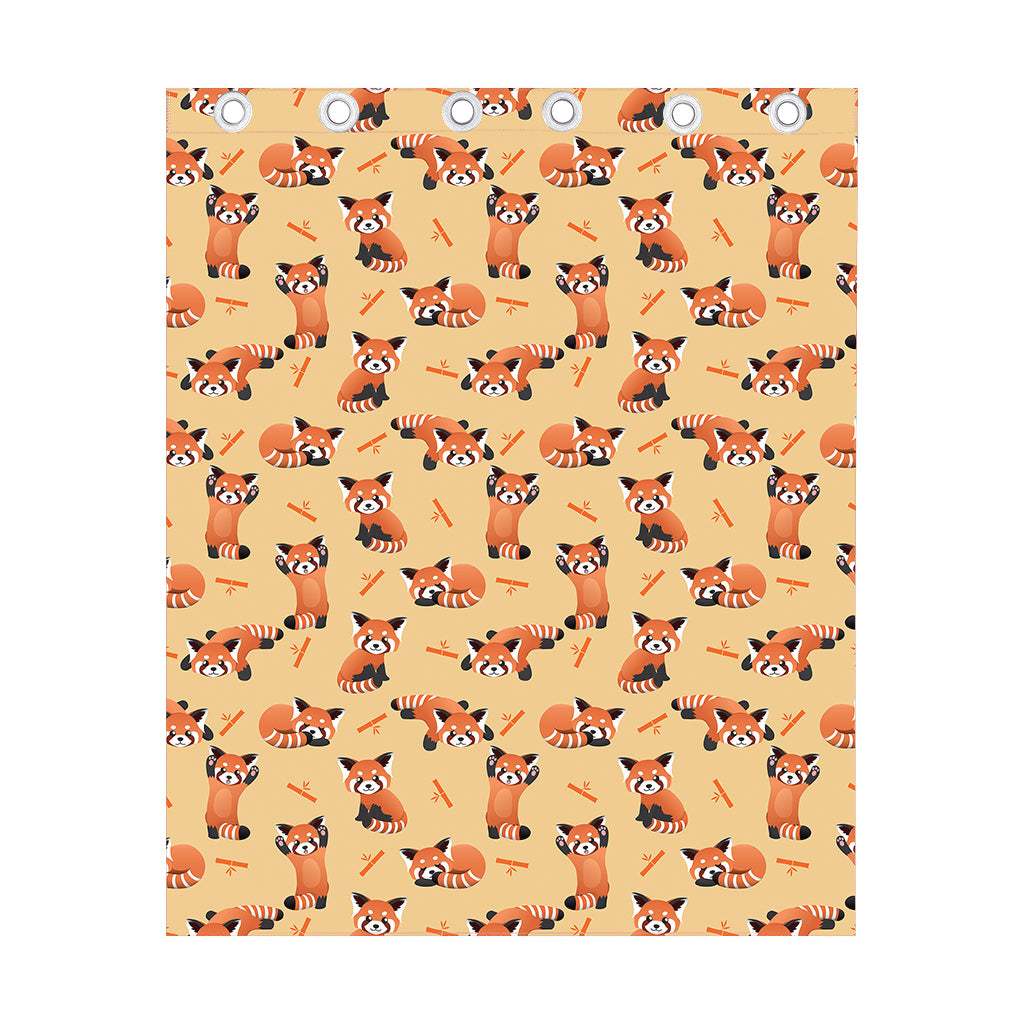 Cute Red Panda And Bamboo Pattern Print Curtain