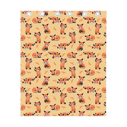 Cute Red Panda And Bamboo Pattern Print Curtain