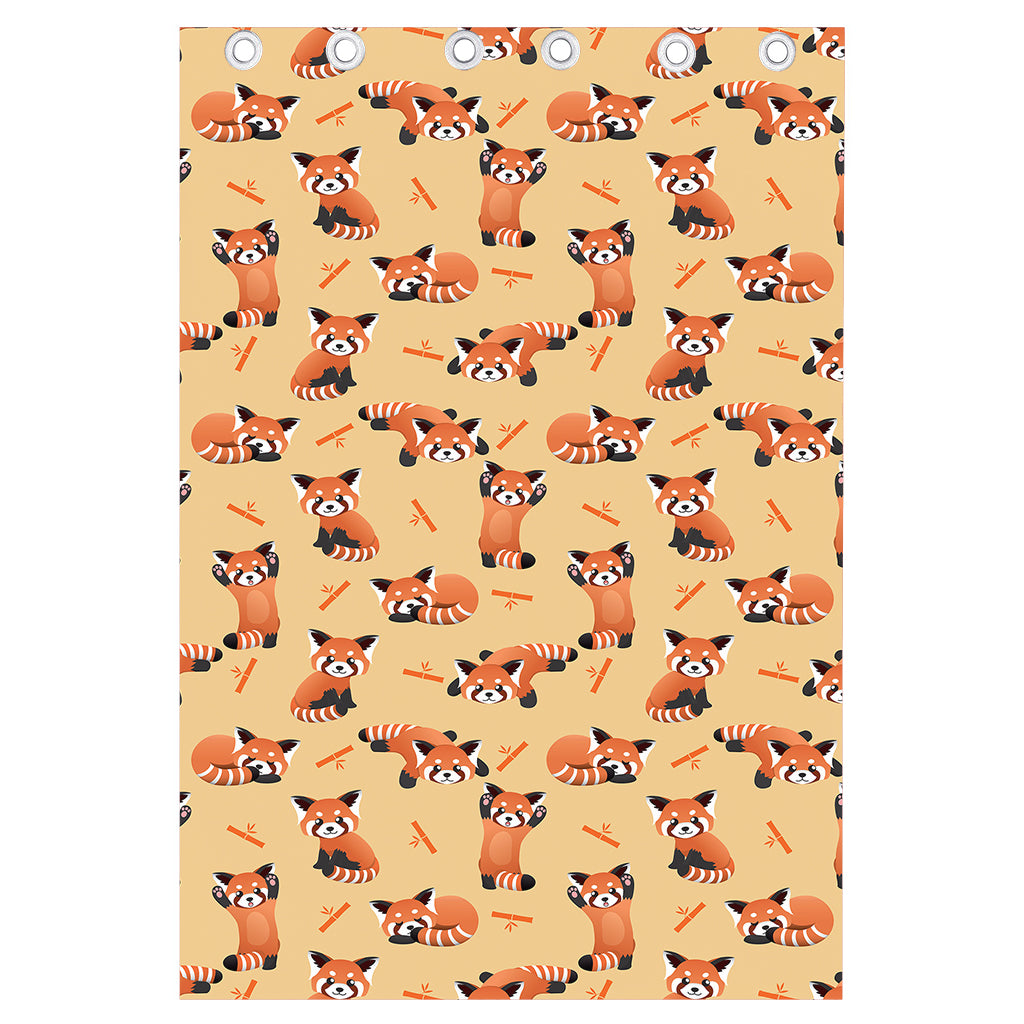 Cute Red Panda And Bamboo Pattern Print Curtain