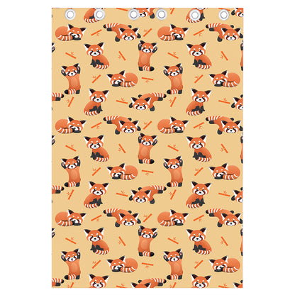 Cute Red Panda And Bamboo Pattern Print Curtain