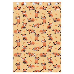 Cute Red Panda And Bamboo Pattern Print Curtain