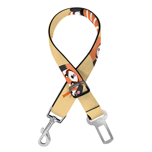 Cute Red Panda And Bamboo Pattern Print Dog Seat Belt