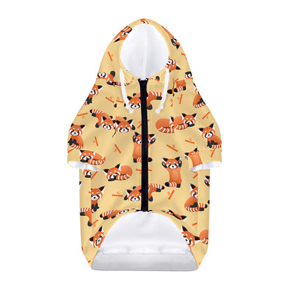 Cute Red Panda And Bamboo Pattern Print Dog Zip Up Hoodie