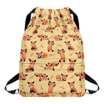 Cute Red Panda And Bamboo Pattern Print Drawstring Backpack