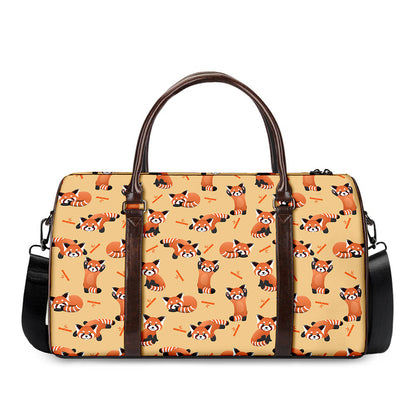 Cute Red Panda And Bamboo Pattern Print Duffle Bag