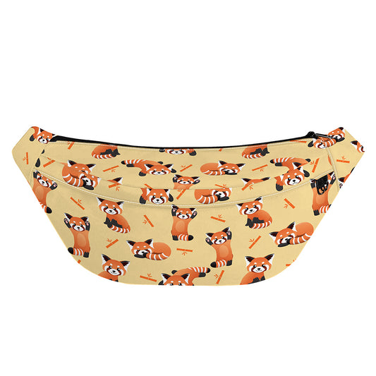 Cute Red Panda And Bamboo Pattern Print Fanny Pack