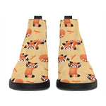 Cute Red Panda And Bamboo Pattern Print Flat Ankle Boots