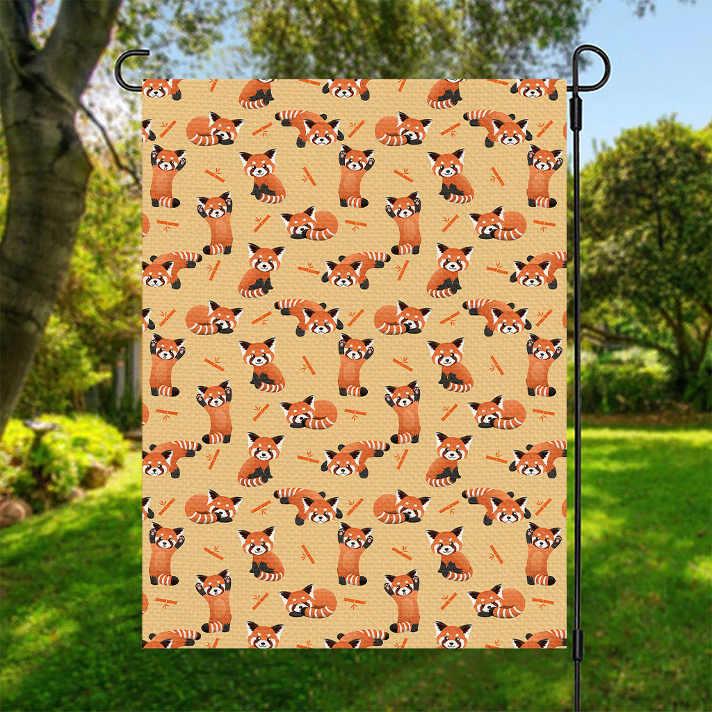 Cute Red Panda And Bamboo Pattern Print Garden Flag