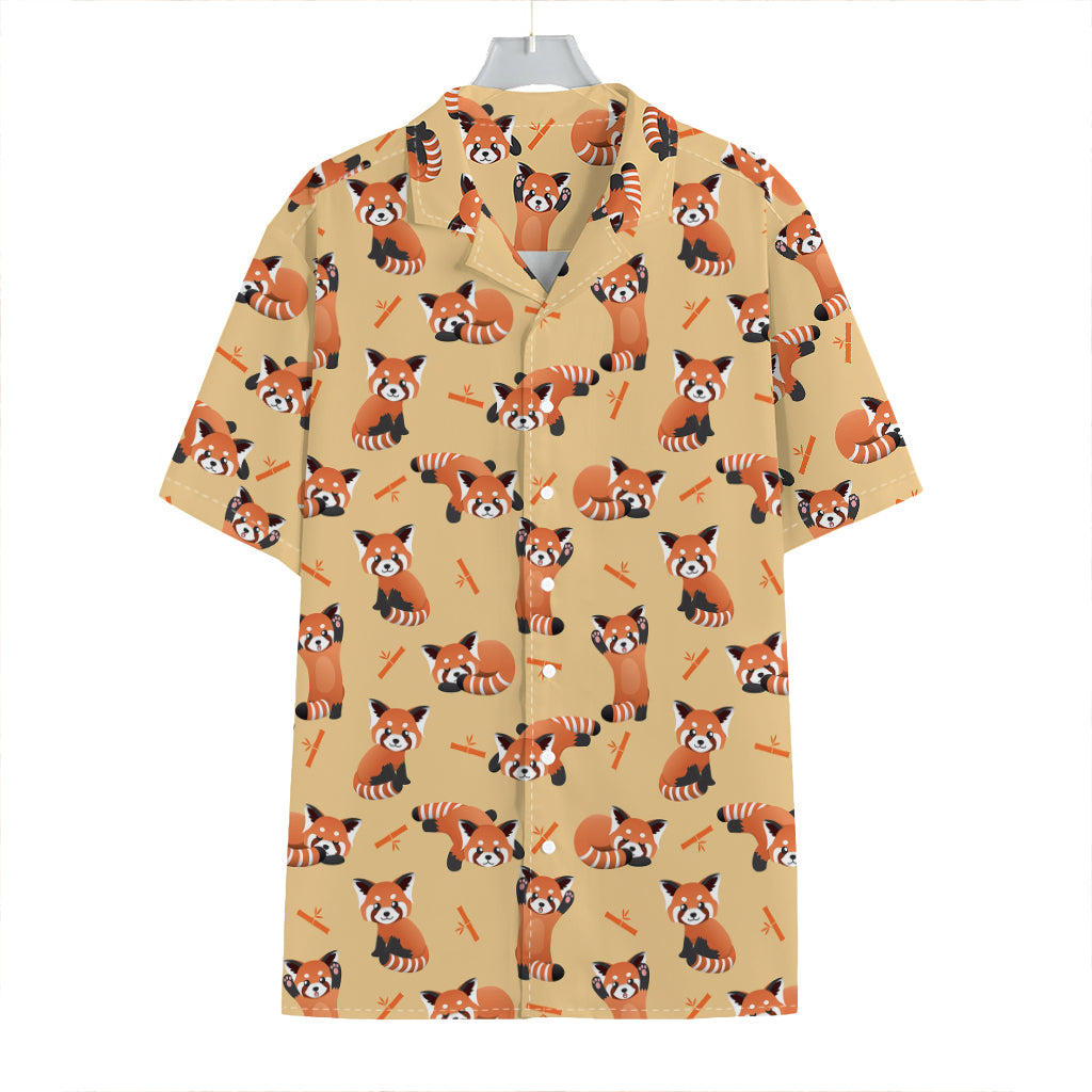 Cute Red Panda And Bamboo Pattern Print Hawaiian Shirt