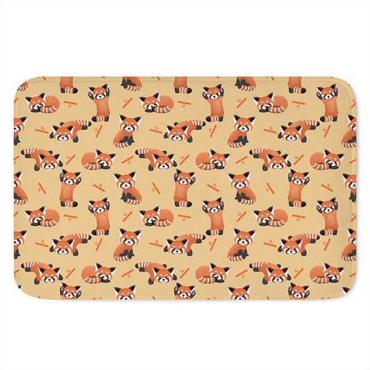 Cute Red Panda And Bamboo Pattern Print Indoor Door Mat
