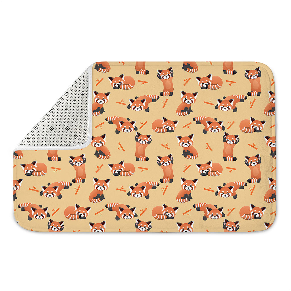 Cute Red Panda And Bamboo Pattern Print Indoor Door Mat