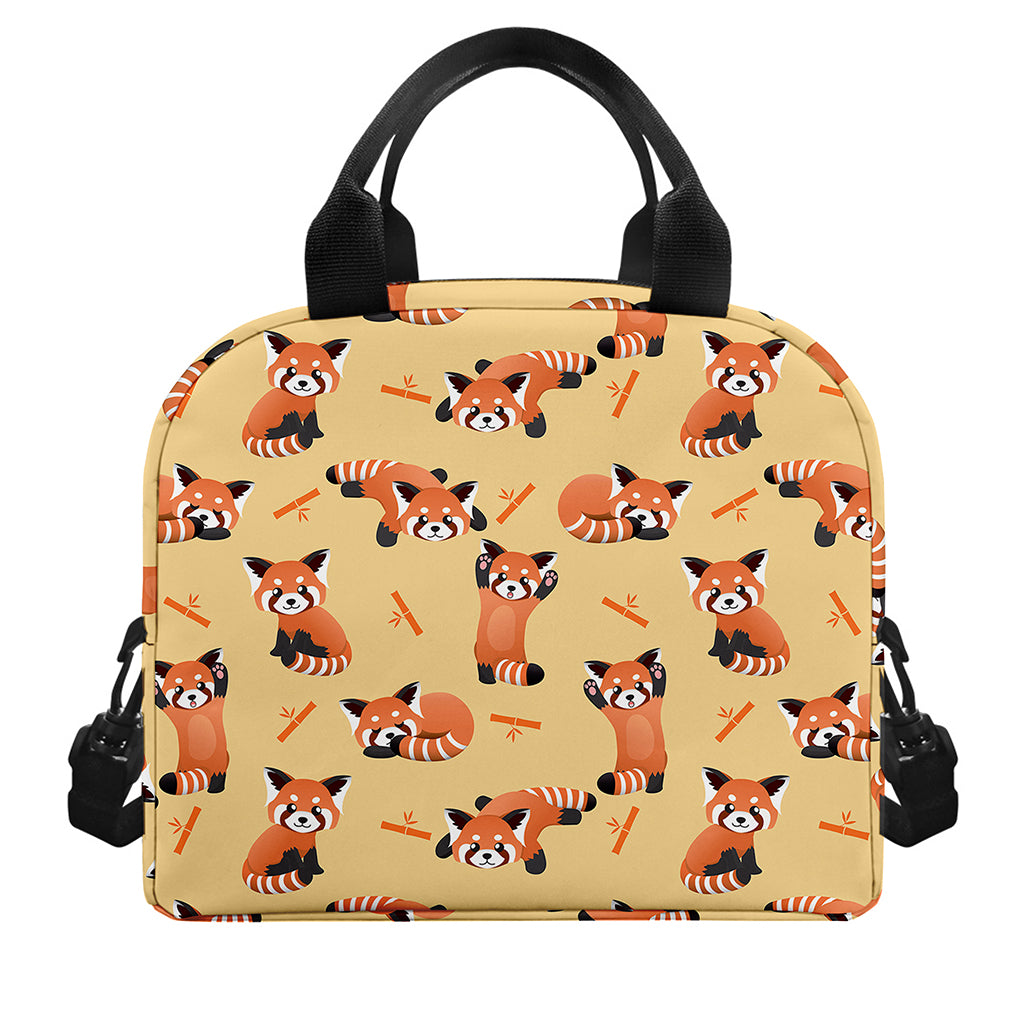 Cute Red Panda And Bamboo Pattern Print Insulated Lunch Bag
