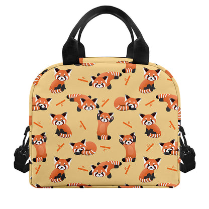 Cute Red Panda And Bamboo Pattern Print Insulated Lunch Bag