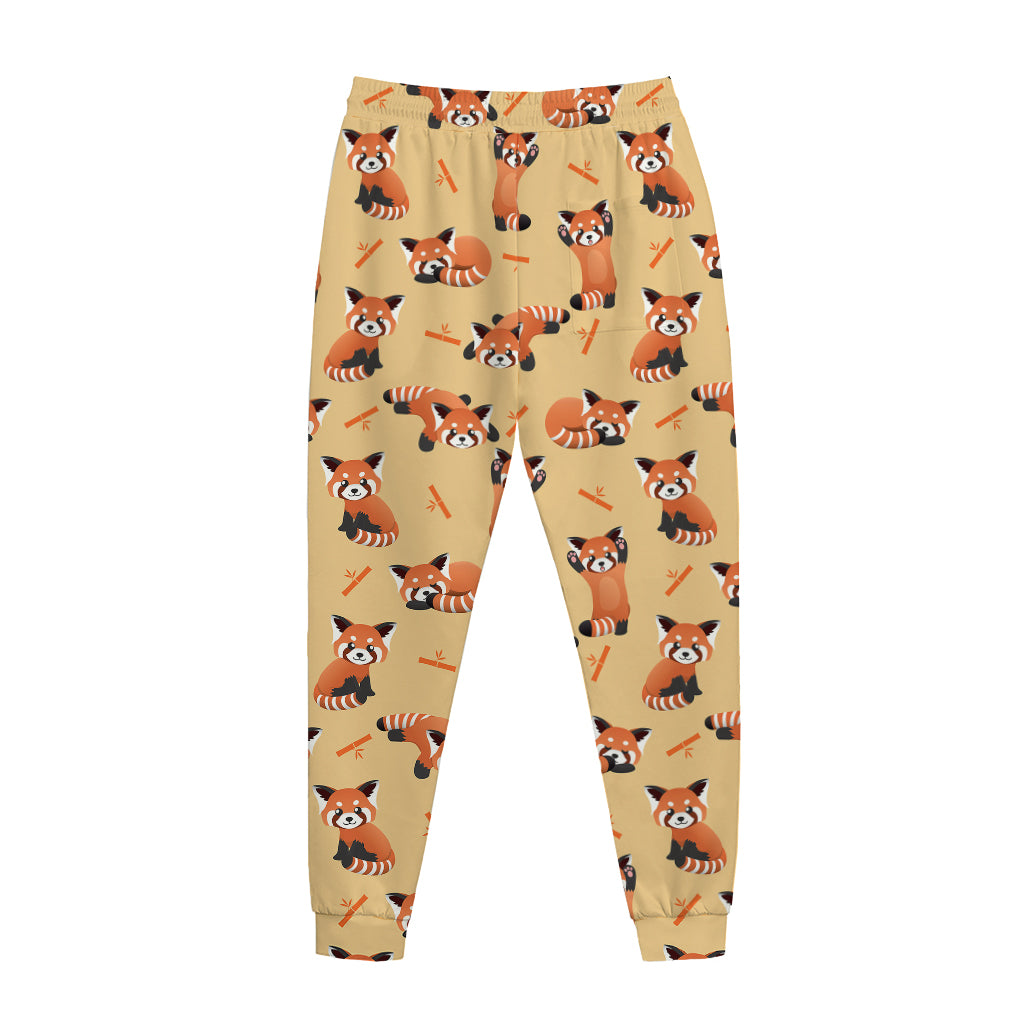 Cute Red Panda And Bamboo Pattern Print Jogger Pants