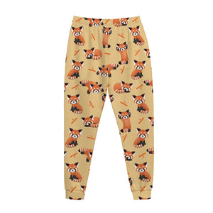 Cute Red Panda And Bamboo Pattern Print Jogger Pants