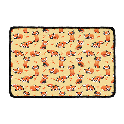 Cute Red Panda And Bamboo Pattern Print Kitchen Mat