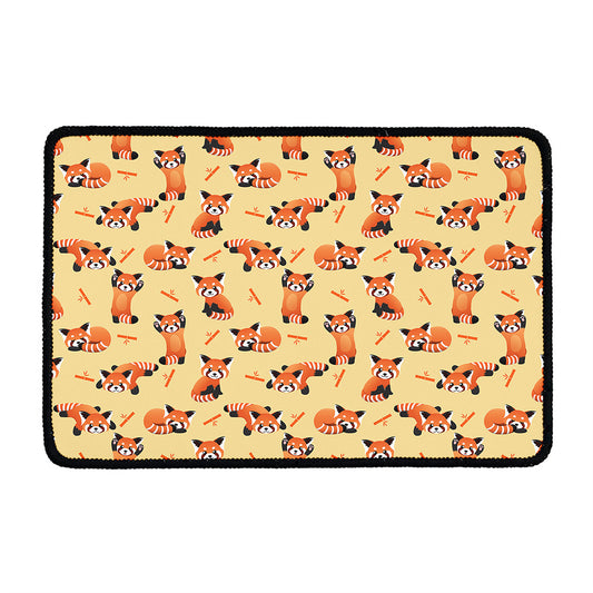 Cute Red Panda And Bamboo Pattern Print Kitchen Mat