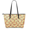 Cute Red Panda And Bamboo Pattern Print Leather Tote Bag