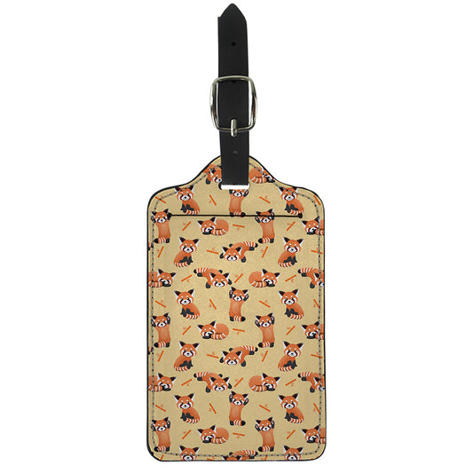 Cute Red Panda And Bamboo Pattern Print Luggage Tag