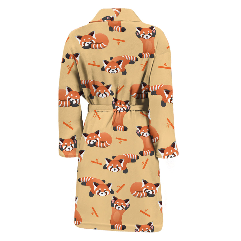 Cute Red Panda And Bamboo Pattern Print Men's Bathrobe