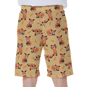 Cute Red Panda And Bamboo Pattern Print Men's Beach Shorts