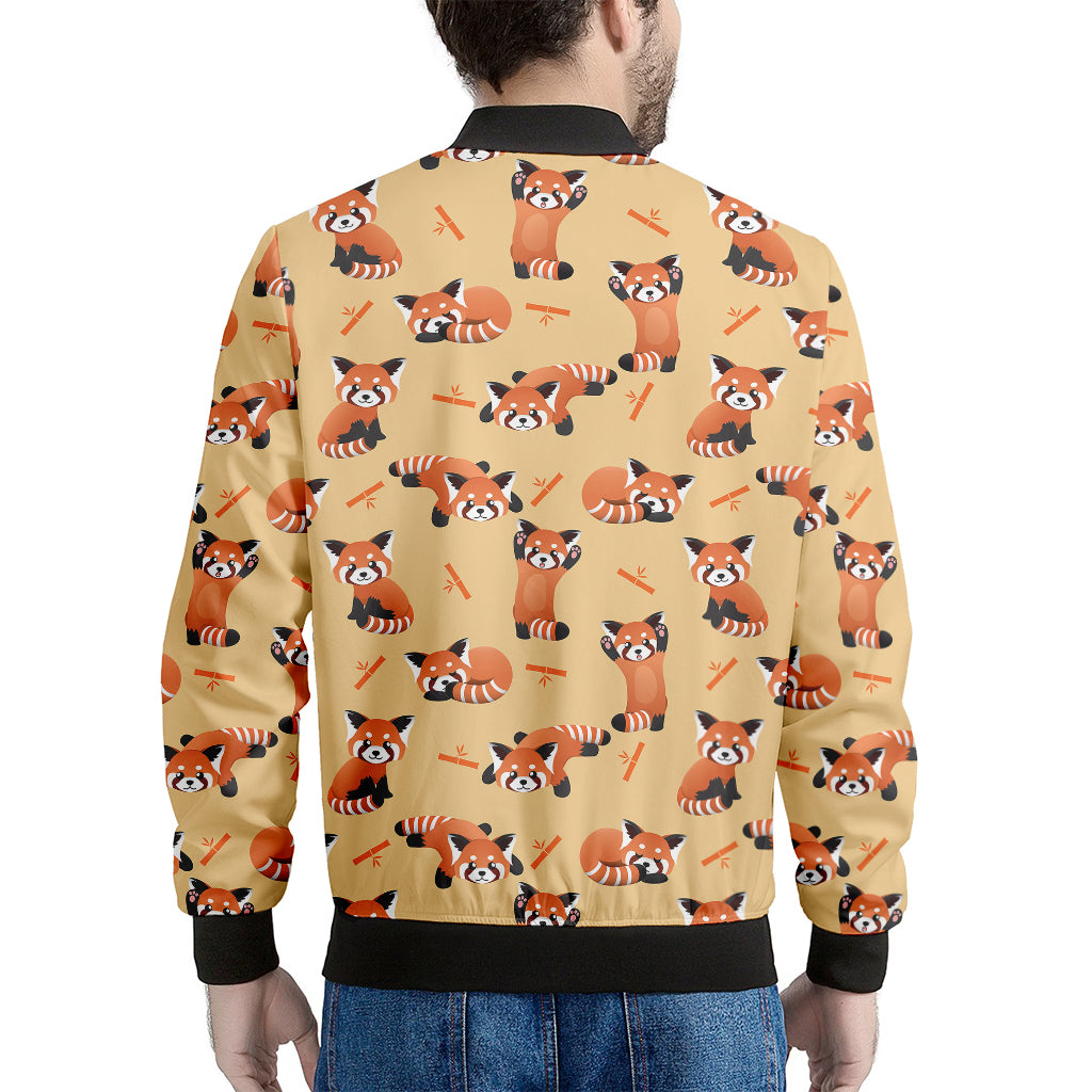 Cute Red Panda And Bamboo Pattern Print Men's Bomber Jacket