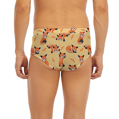 Cute Red Panda And Bamboo Pattern Print Men's Briefs