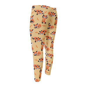 Cute Red Panda And Bamboo Pattern Print Men's Compression Pants