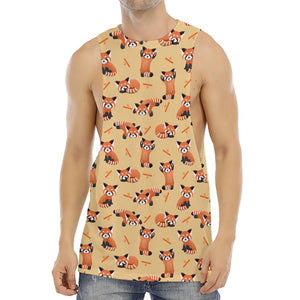 Cute Red Panda And Bamboo Pattern Print Men's Muscle Tank Top