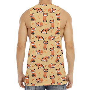 Cute Red Panda And Bamboo Pattern Print Men's Muscle Tank Top