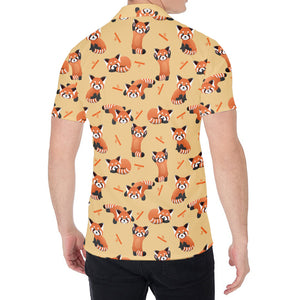 Cute Red Panda And Bamboo Pattern Print Men's Shirt