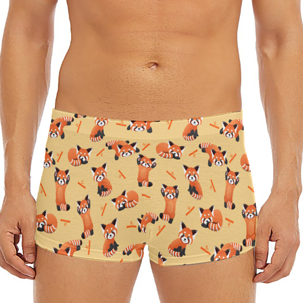 Cute Red Panda And Bamboo Pattern Print Men's Short Boxer Briefs